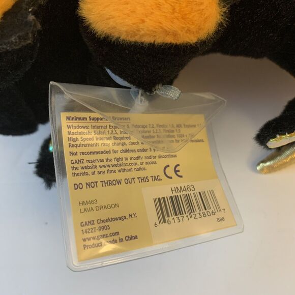 WEBKINZ Lava Dragon Ganz 12" Unopened Code NWT Stuffed Animal Plush HM463 - Picture 9 of 9